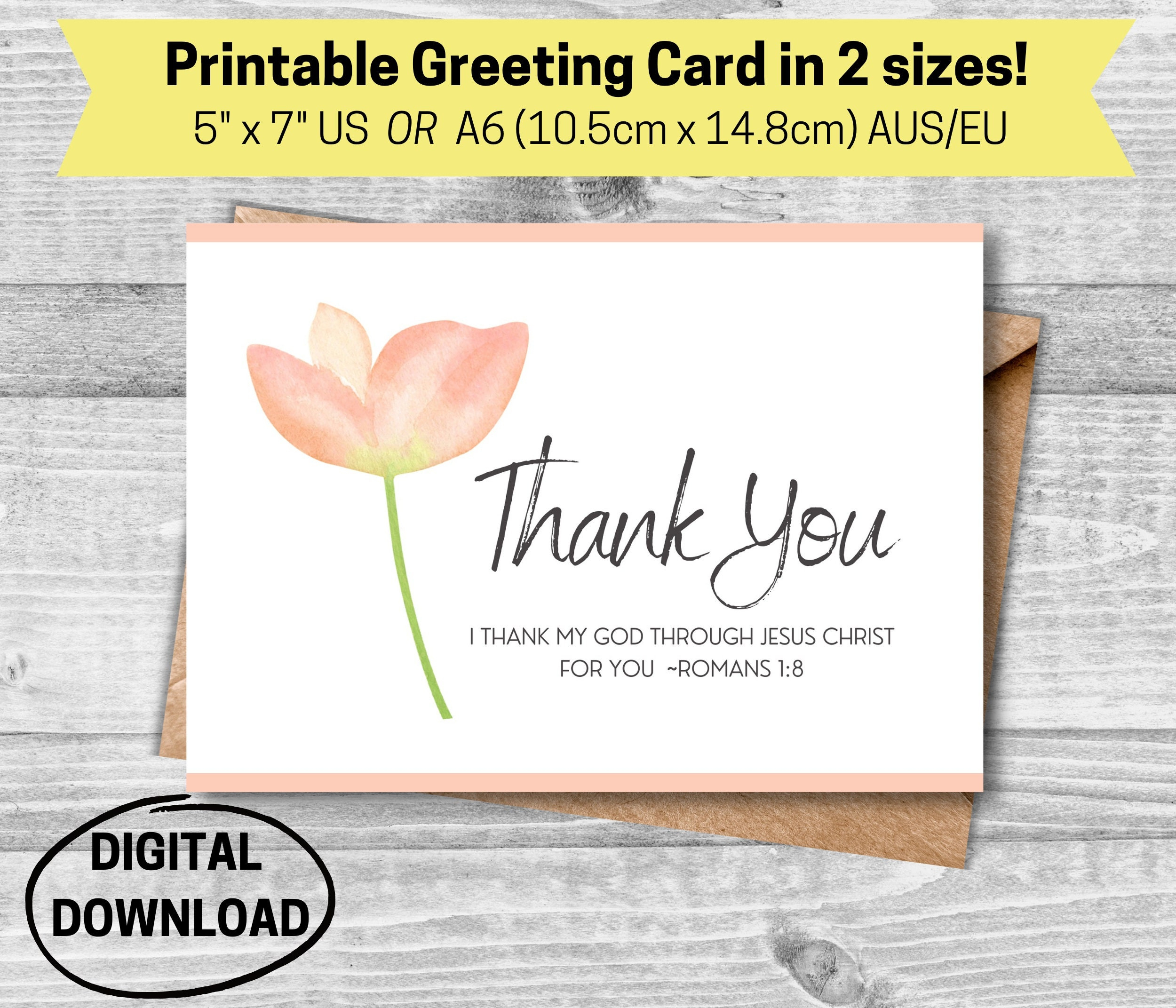 Christian Thank You Card, Religious Thank You Card, Thank You in Religious Thank You Cards Printable