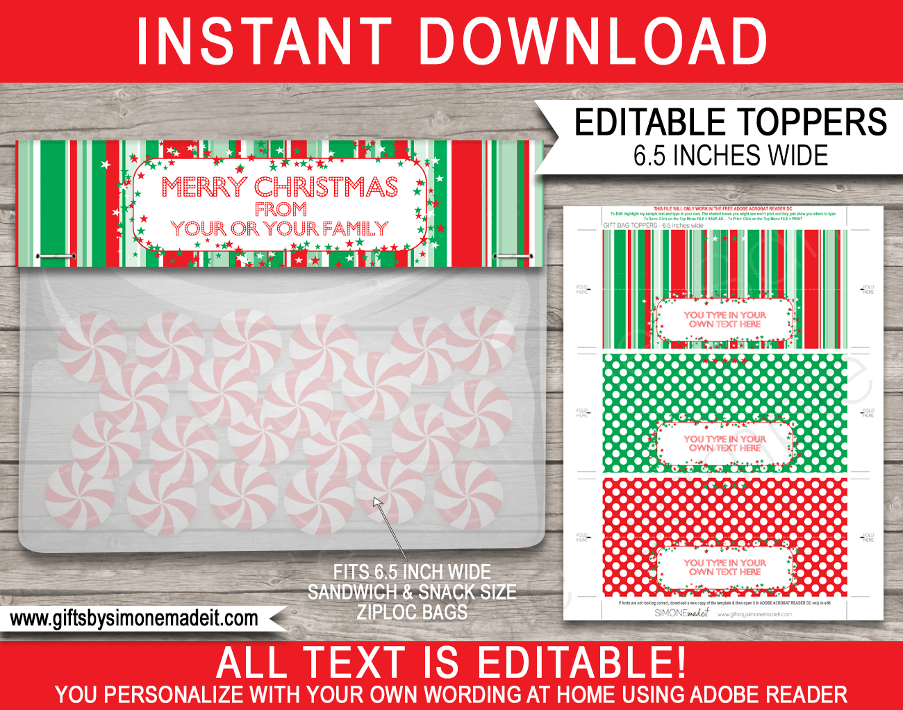 Christmas Bag Toppers (Patterns) - 6.5 Inch Wide with regard to Free Printable Christmas Treat Bag Tags