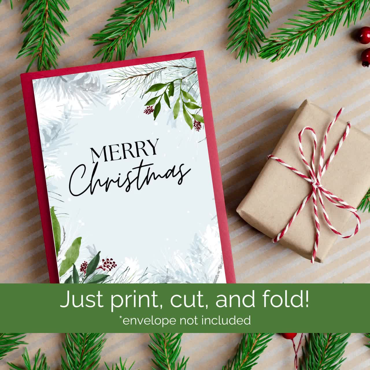 Christmas Card Digital Download, Holiday Card, Printable Christmas Card,  Merry Christmas, 5X7 Card for Printable Christmas Card Etsy