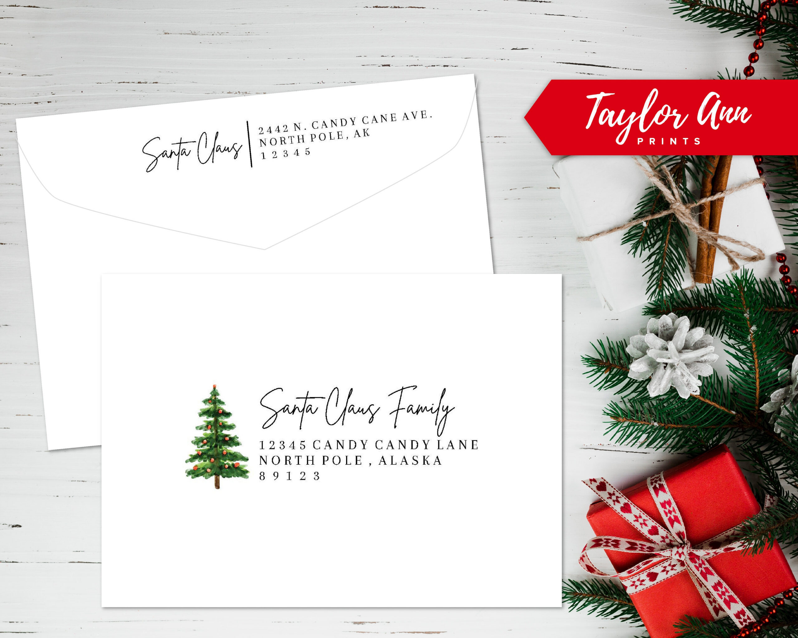 Christmas Envelope Address Template Editable Printable Classic within Printable Christmas Card Envelopes