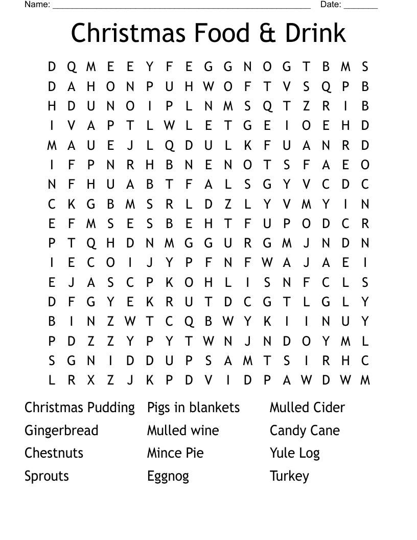 Christmas Food &amp;amp; Drink Word Search - Wordmint pertaining to Christmas Word Search Printable