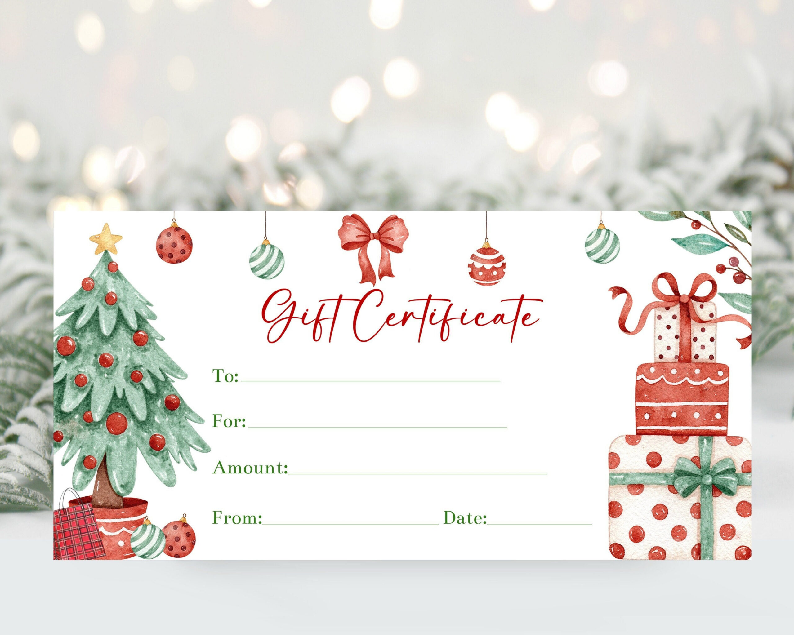 Christmas Gift Certificate Voucher Template, Editable Christmas inside Merry Christmas Printable Gift Card
