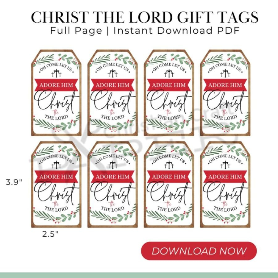 Christmas Gift Tags | Oh Come Let Us Adore Him | Digital Download pertaining to Religious Christmas Gift Tags Printable