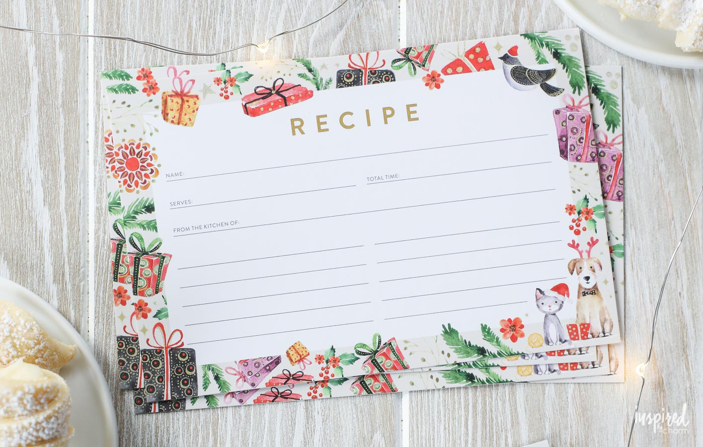 Christmas Recipe Card Printable - Holiday Recipe Card Download intended for Printable Christmas Recipe Tags