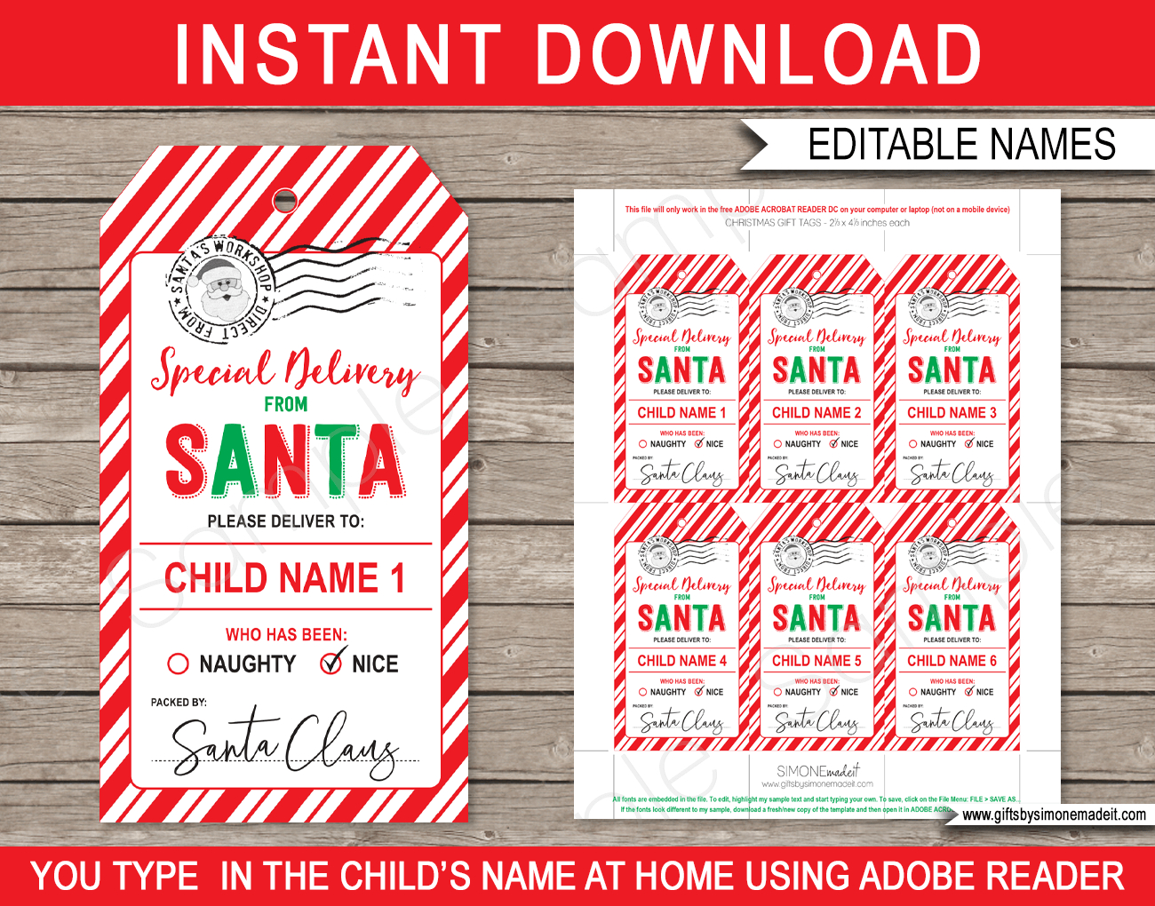 Christmas Santa Gift Tags - Red &amp;amp; Green inside Printable Christmas Tags From Santa