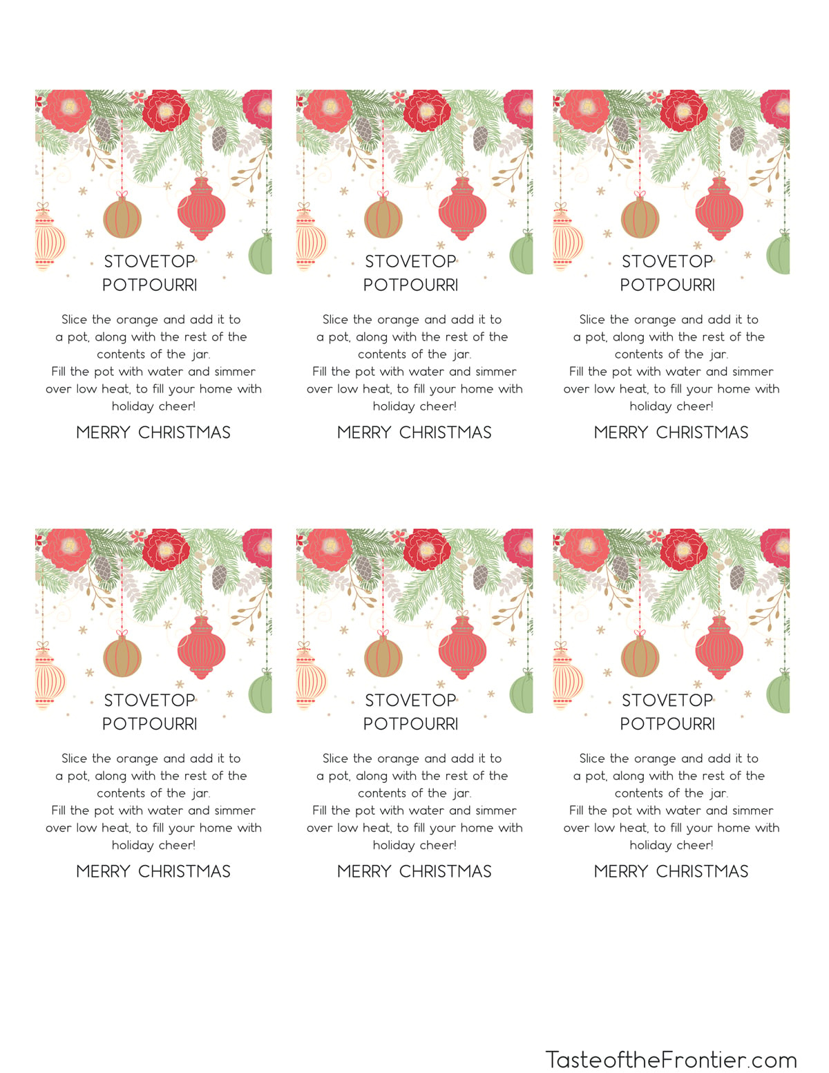 Christmas Stovetop Potpourri Gift Printable Tags pertaining to Free Printable Christmas Potpourri Tags