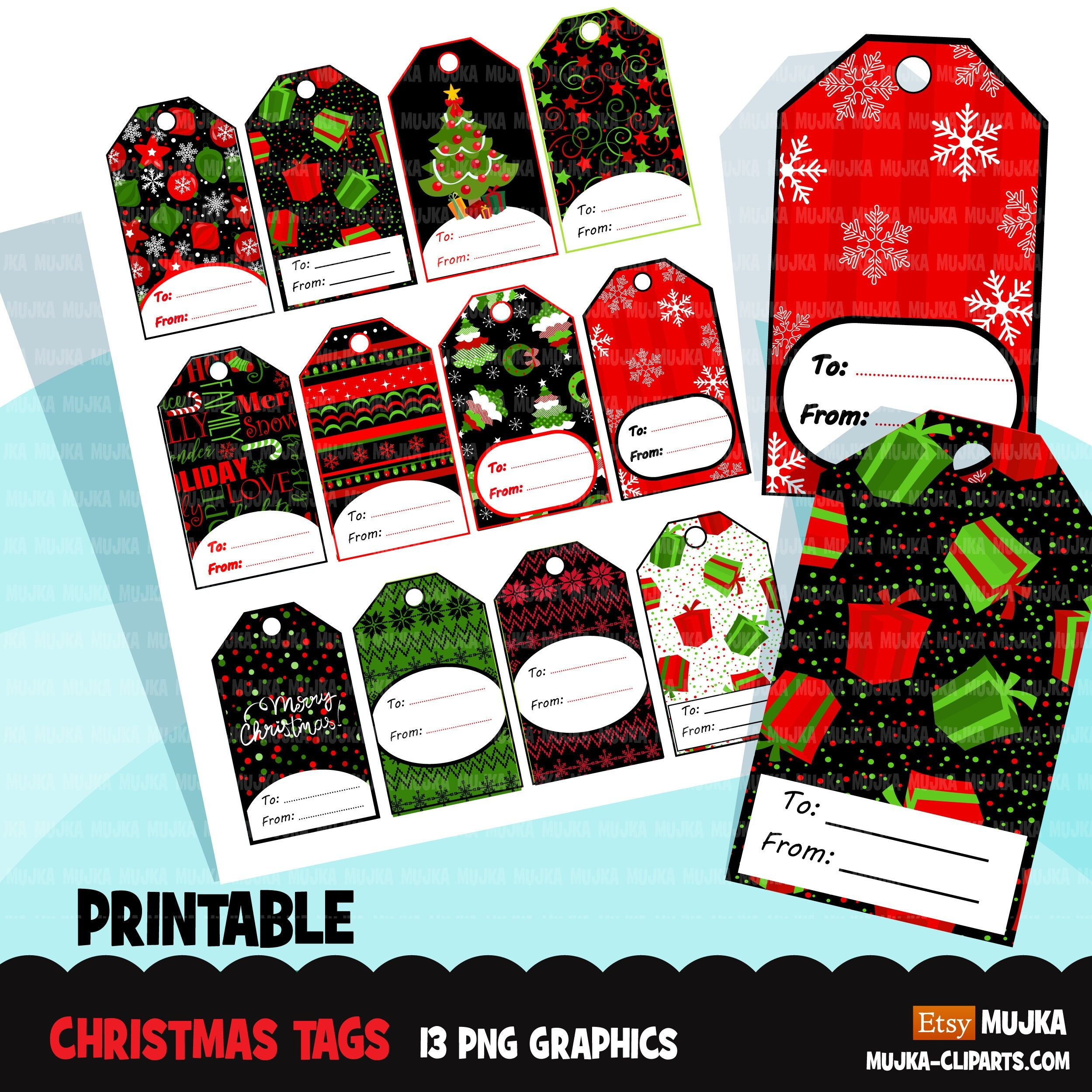 Christmas Tags, Printable Christmas Gift Tags, Digital Gift Tags with Etsy Printable Christmas Tags