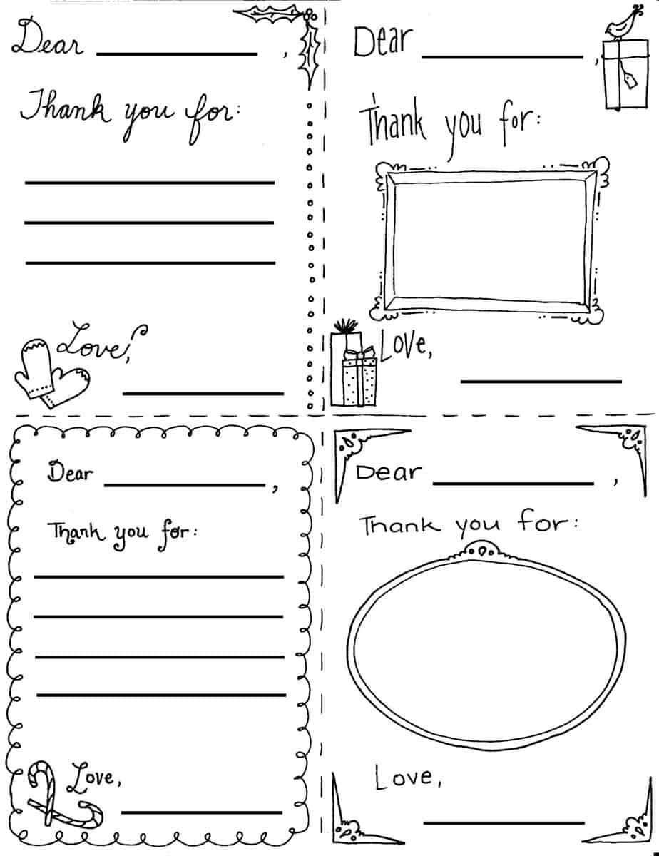 Christmas "Thank You Cards" Coloring Page regarding Thank You Cards Printable For Kids