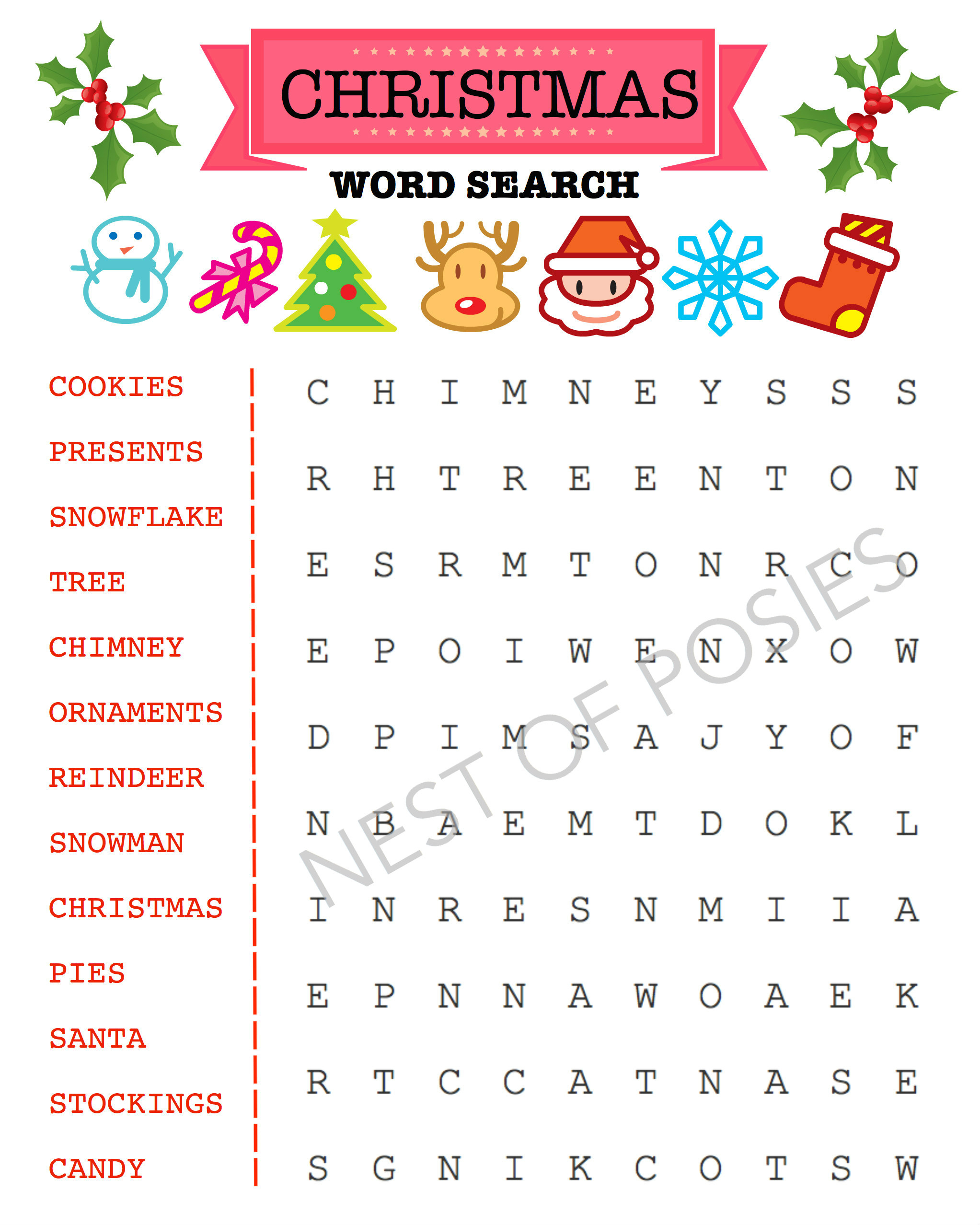 Christmas Word Puzzle Printables For Kids - Nest Of Posies regarding Christmas Printable Puzzles