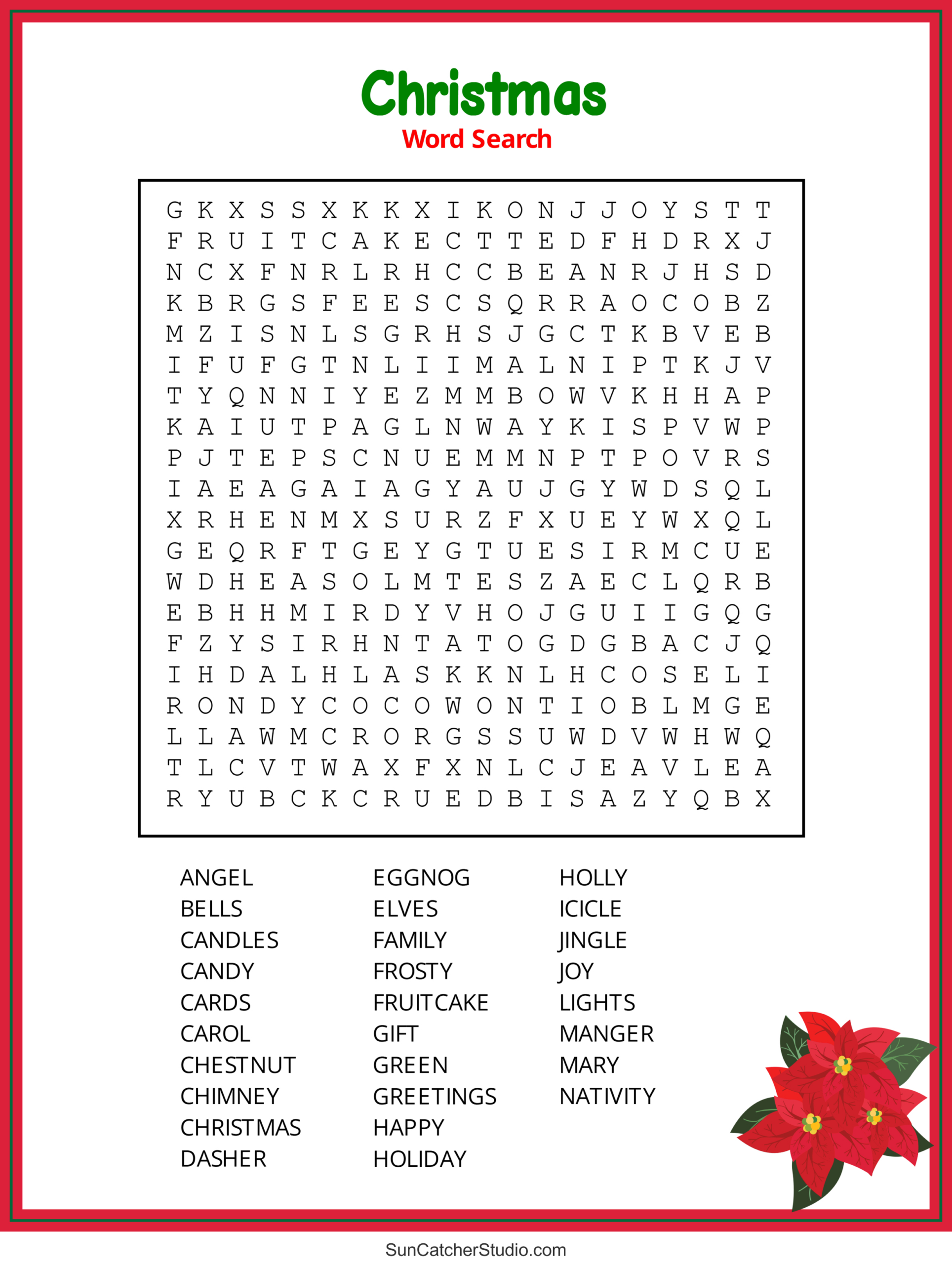 Christmas Word Search (Free Printable Pdf Puzzles) – Free in Hard Holiday Word Search Printable