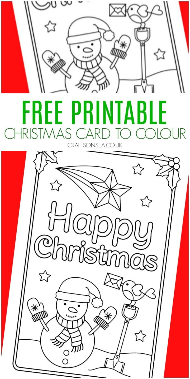 Color In Christmas Card: Free Snowman Design - Crafts On Sea regarding Free Printable Christmas Card Kids