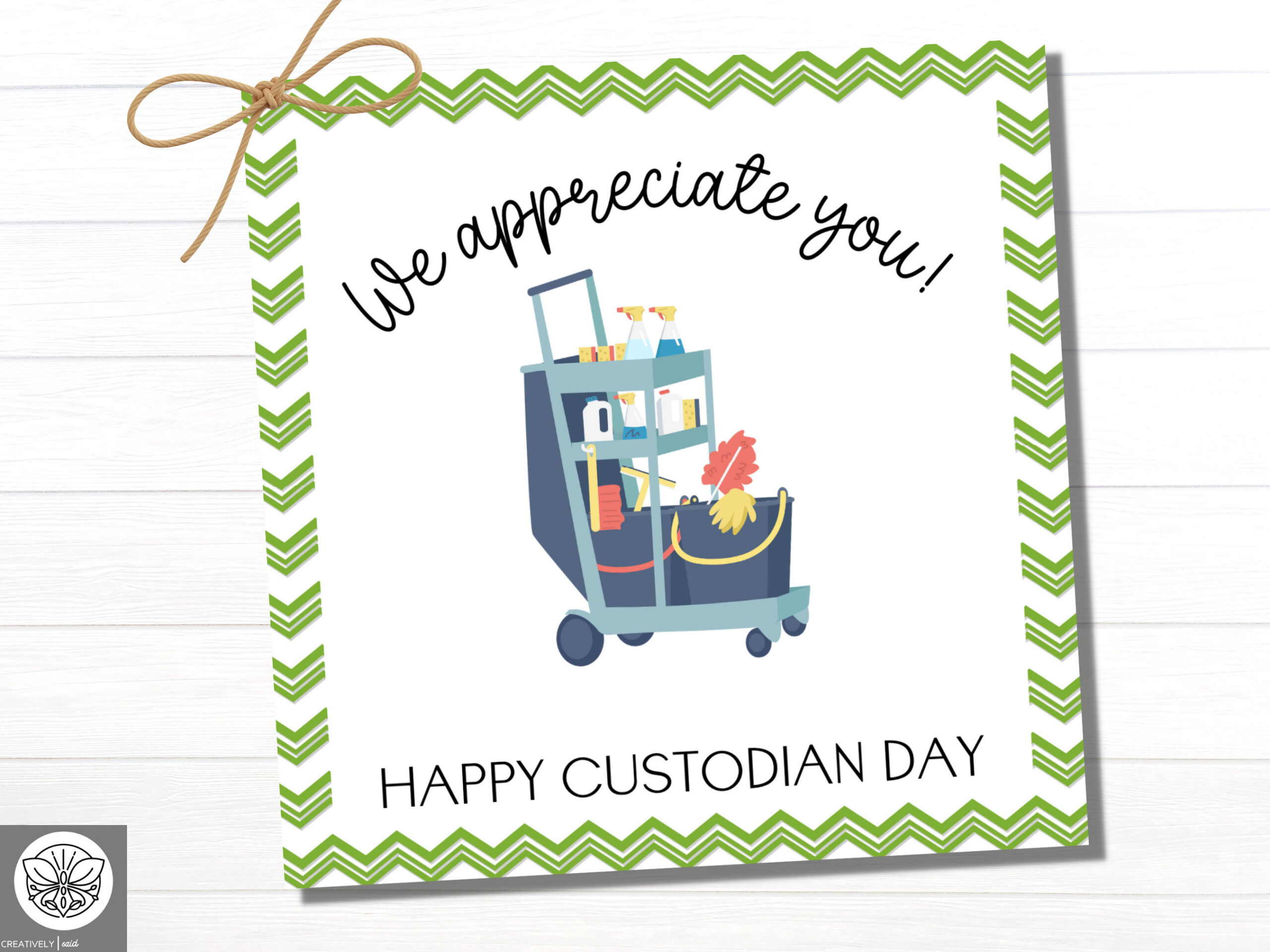 Custodian Appreciation Day Printable Gift Tag | Janitor Thank You in Free Printable Custodian Thank You Cards