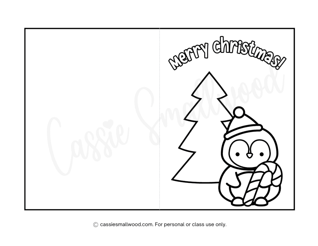 Cute Christmas Cards To Color - Cassie Smallwood for Printable Christmas Card Coloring Pages