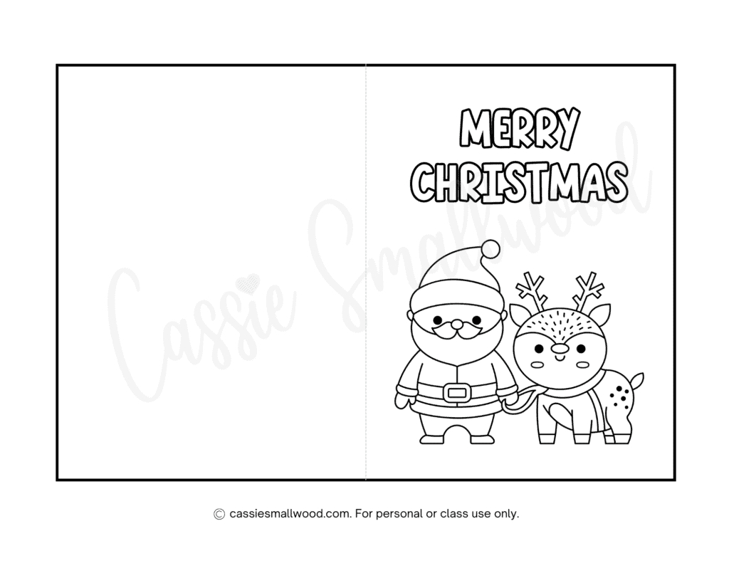 Cute Christmas Cards To Color - Cassie Smallwood with Printable Christmas Card Colour