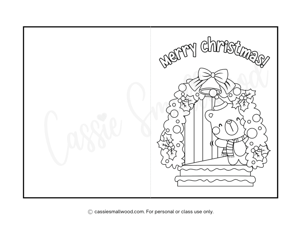 Cute Christmas Cards To Color - Cassie Smallwood with regard to Free Printable Christmas Card Coloring
