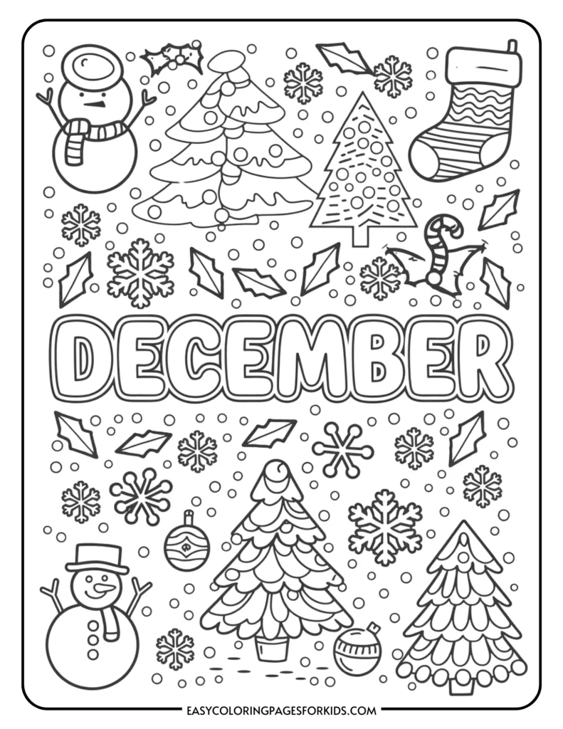 December Coloring Pages For Kids (7 Free Printable Pages) - Easy regarding Christmas Colouring Printable