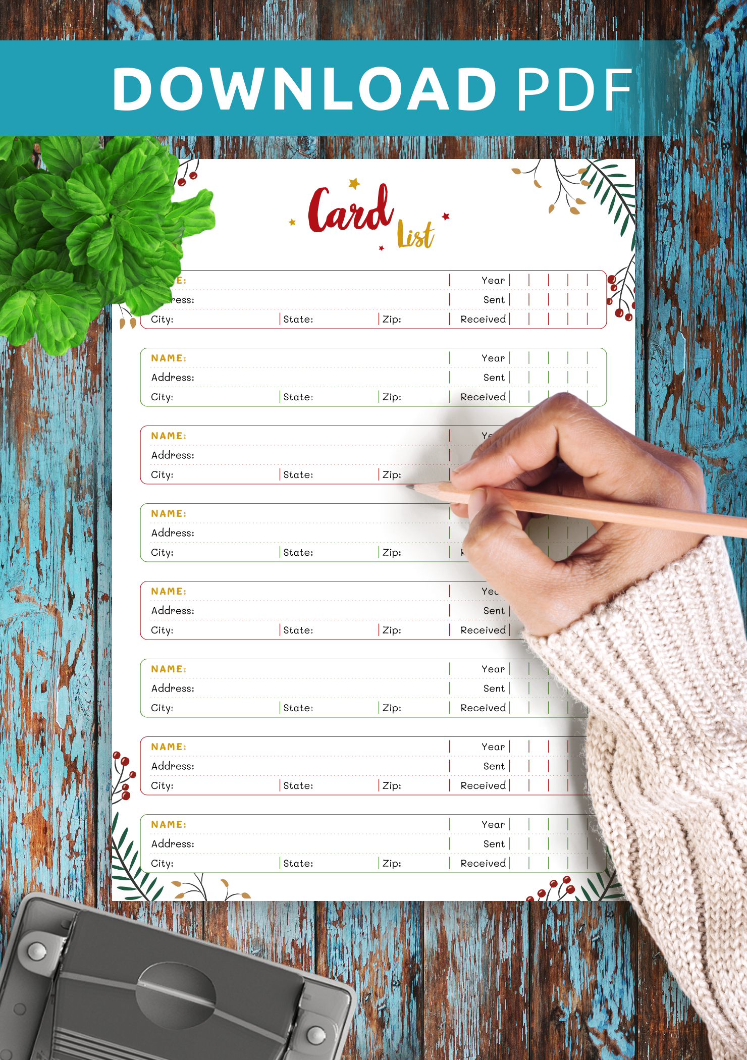 Download Printable Christmas Style - Card List Pdf for Free Printable Christmas Card List