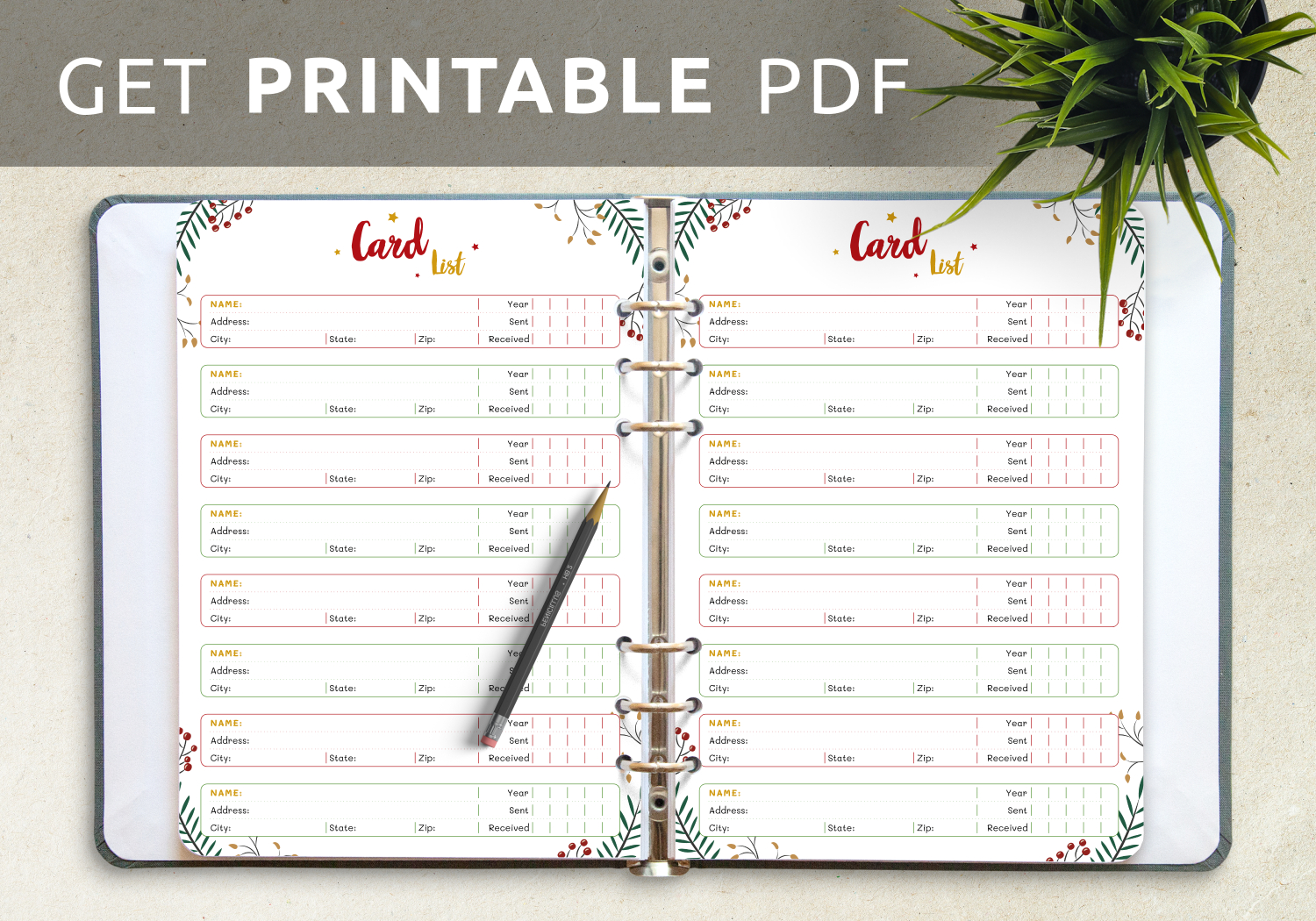 Download Printable Christmas Style - Card List Pdf pertaining to Free Printable Christmas Card Address List Template