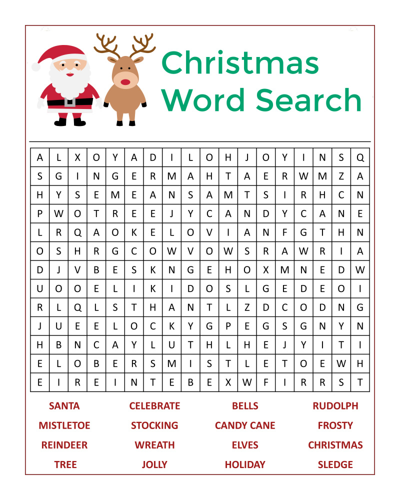 ☃️🎅🏼Santa&amp;#039;S Christmas Word Search Activity Page - Mama Likes This inside Word Search Christmas Printable