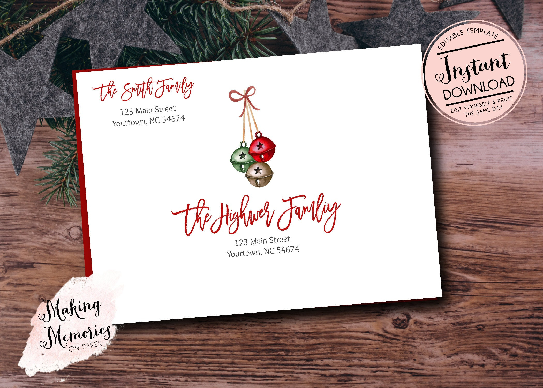 Editable Christmas Envelope Template, Addressed Christmas within Printable Christmas Card Envelopes