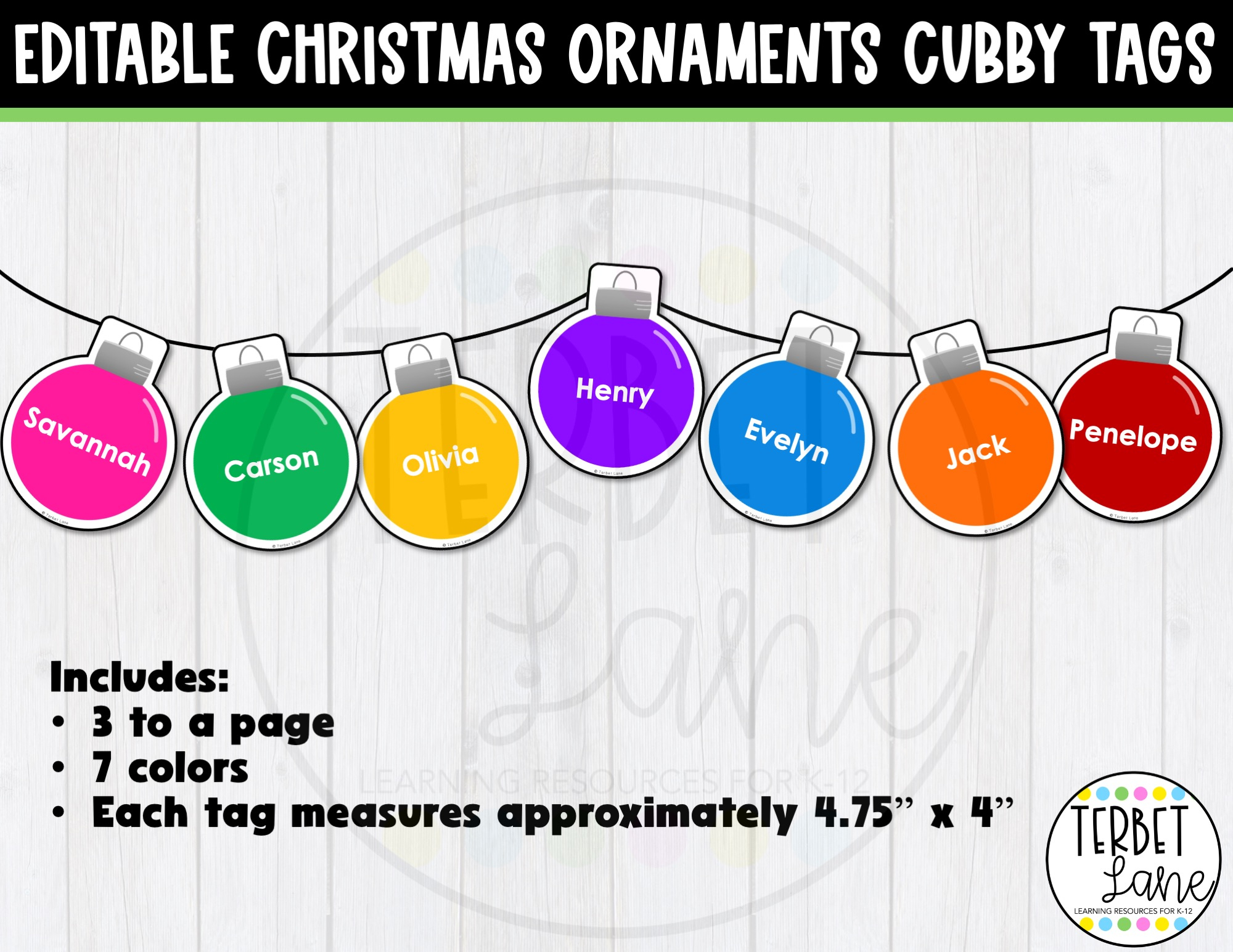 Editable Christmas Ornament Cubby Tags | Locker Labels - Classful pertaining to Christmas Cubby Tags Free Printable