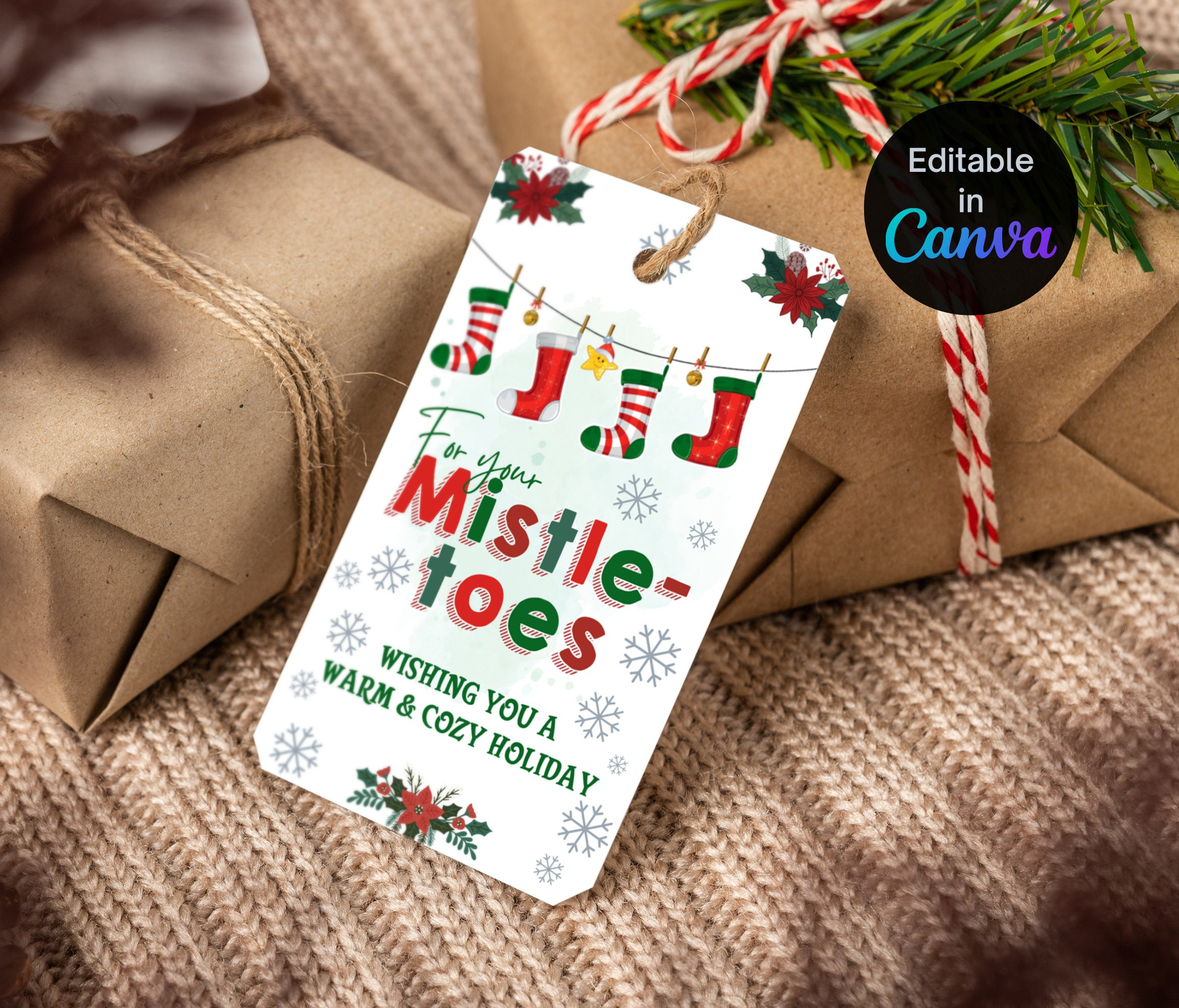 Editable/Printable For Your Mistletoes Christmas Gift Tag within Cozy Socks Christmas Gift Tags Printable Free