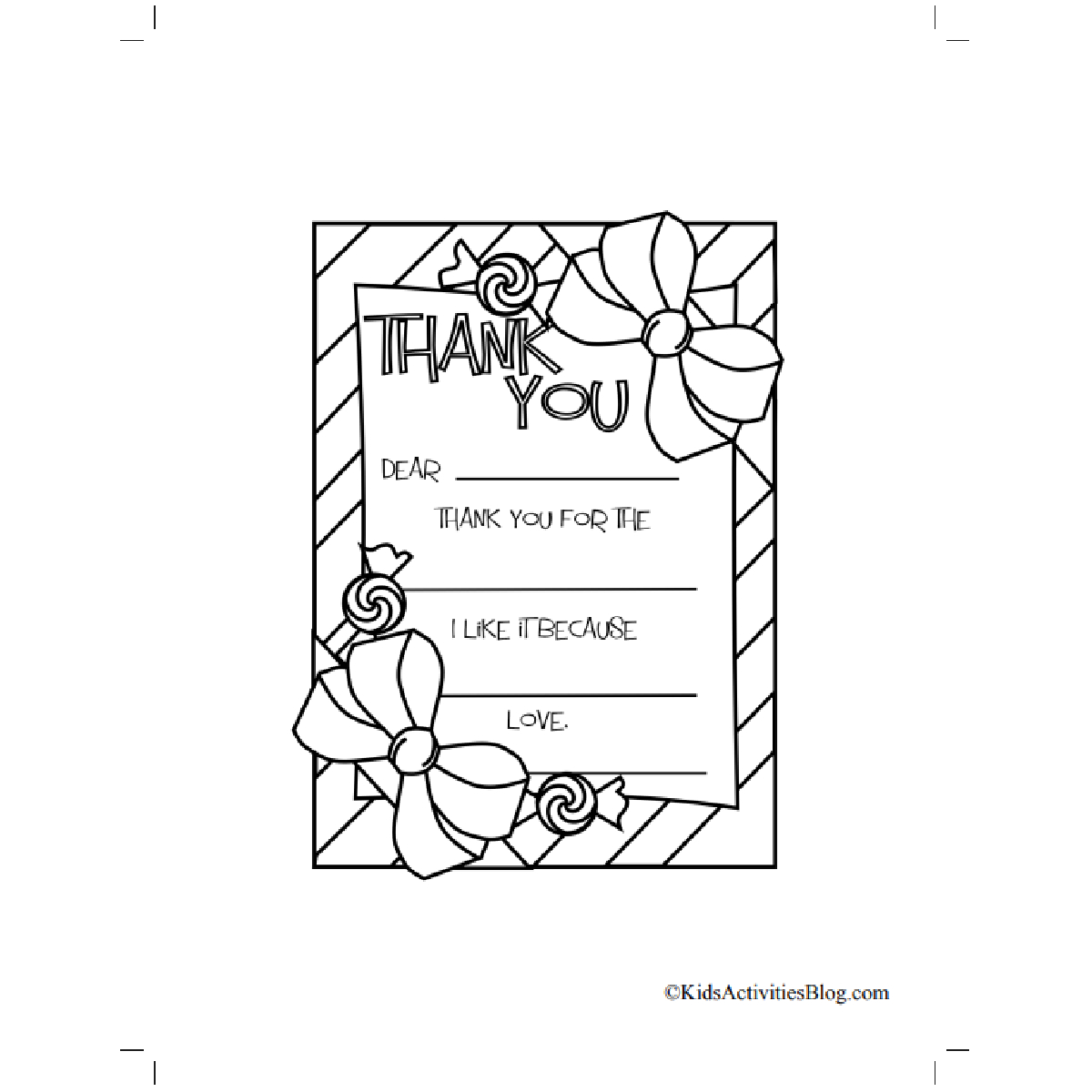 Fill-In-The-Blank Christmas Thank You Cards For Kids Printable with regard to Free Love Printable Cards For Thank You