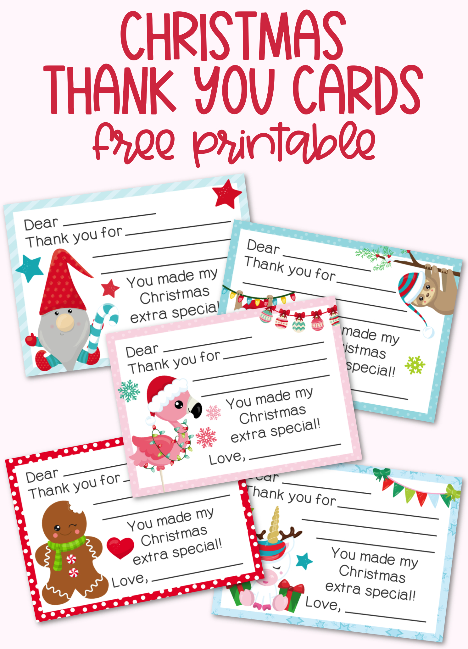 Fill-In-The-Blank Christmas Thank You Cards Free Printable within Holiday Thank You Cards Printable
