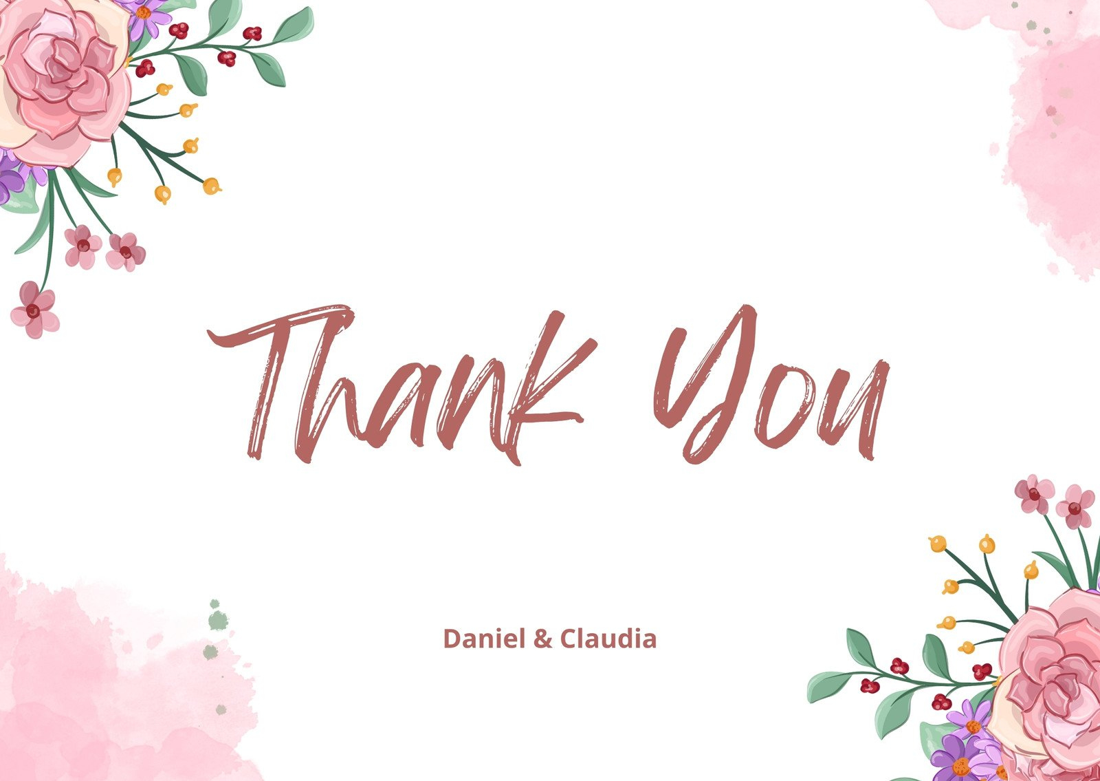 Free Custom Printable Bridal Shower Thank You Card Templates | Canva intended for Flower Thank You Cards Printable