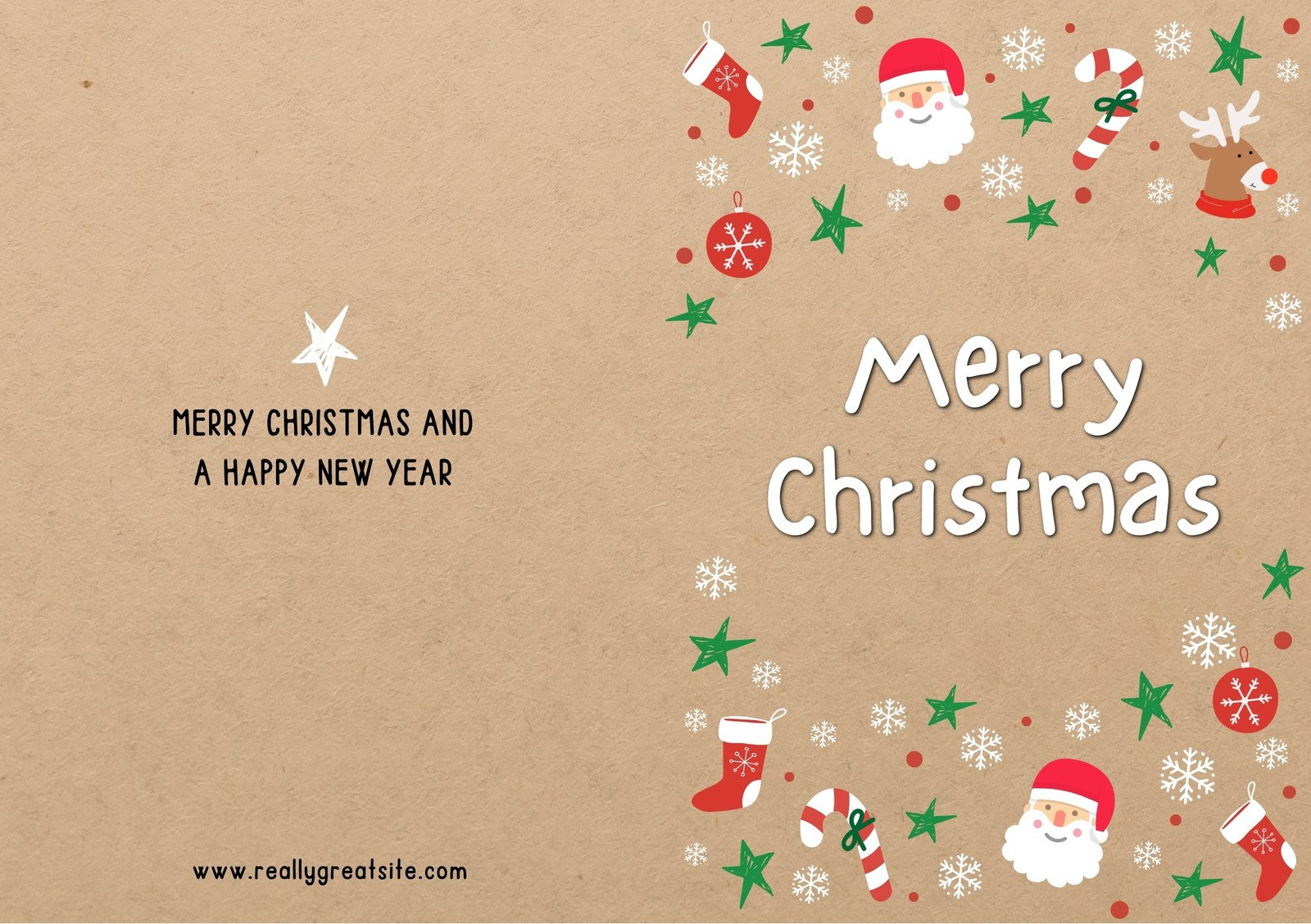 Free Custom Printable Christmas Folded Card Templates | Canva in Free Printable Christmas Card Template