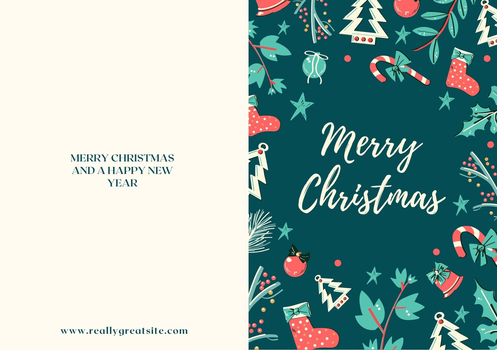 Free Custom Printable Christmas Folded Card Templates | Canva regarding Printable Christmas Card Cover