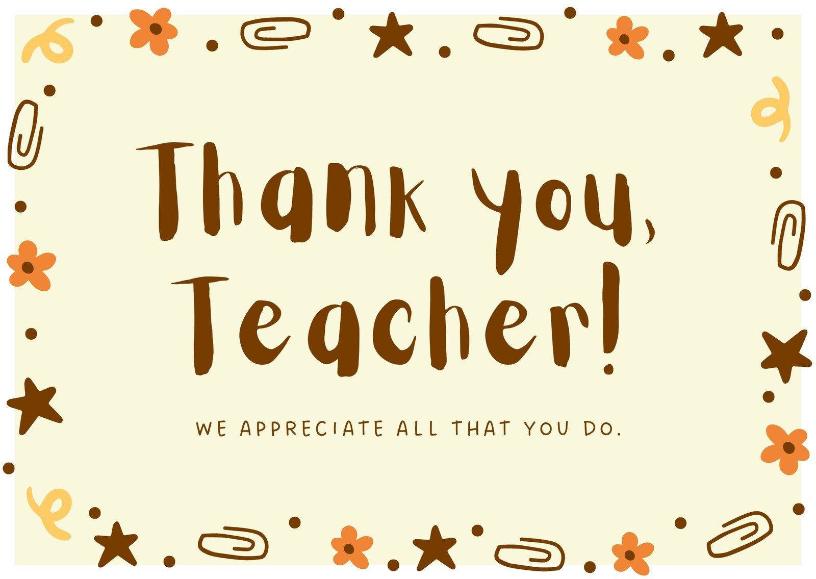 Free Custom Printable Teacher Thank You Card Templates | Canva in Teacher Thank You Cards Printable