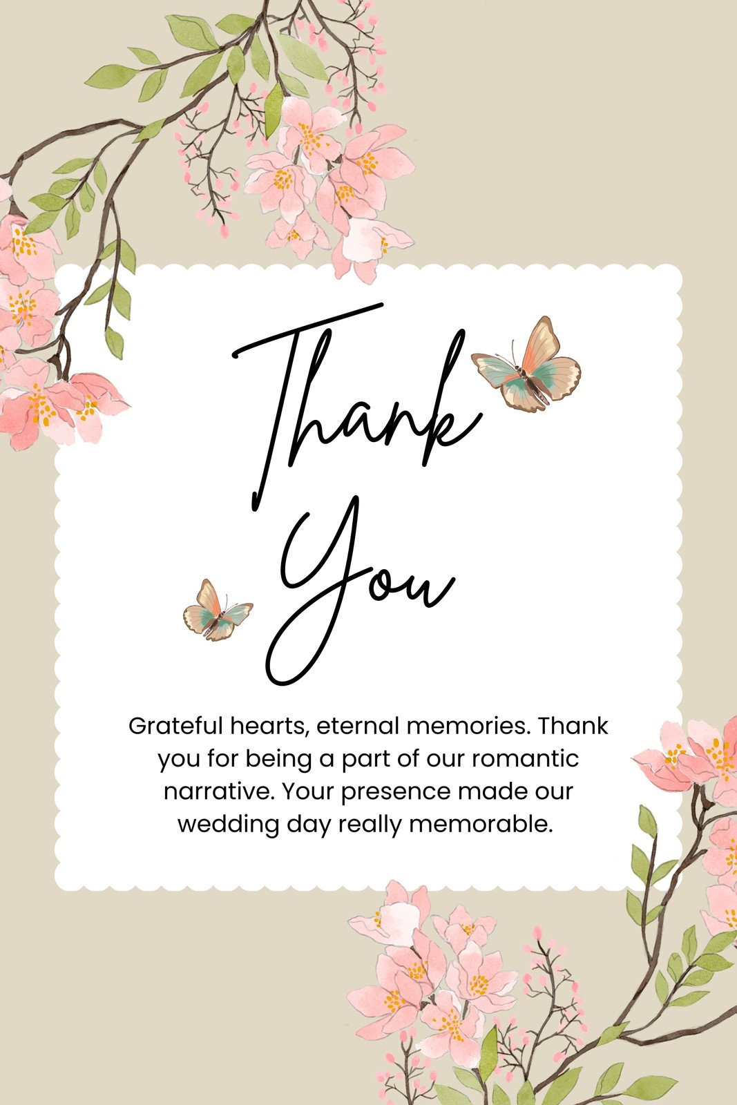 Free Custom Printable Wedding Thank You Card Templates | Canva for Blank Wedding Thank You Cards Printable