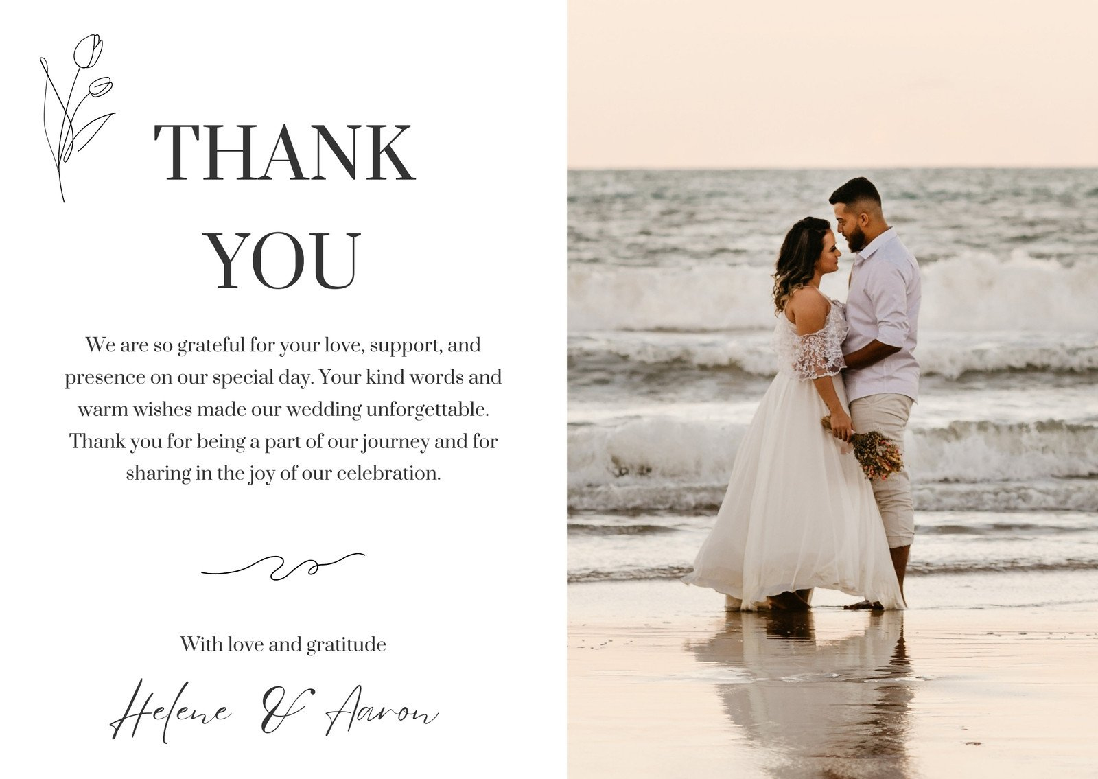 Free Custom Printable Wedding Thank You Card Templates | Canva in Wedding Thank You Cards Printable
