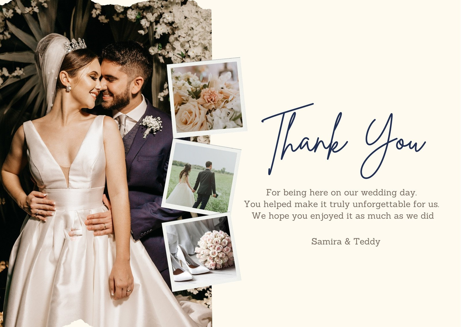 Free Custom Printable Wedding Thank You Card Templates | Canva with regard to Blank Wedding Thank You Cards Printable