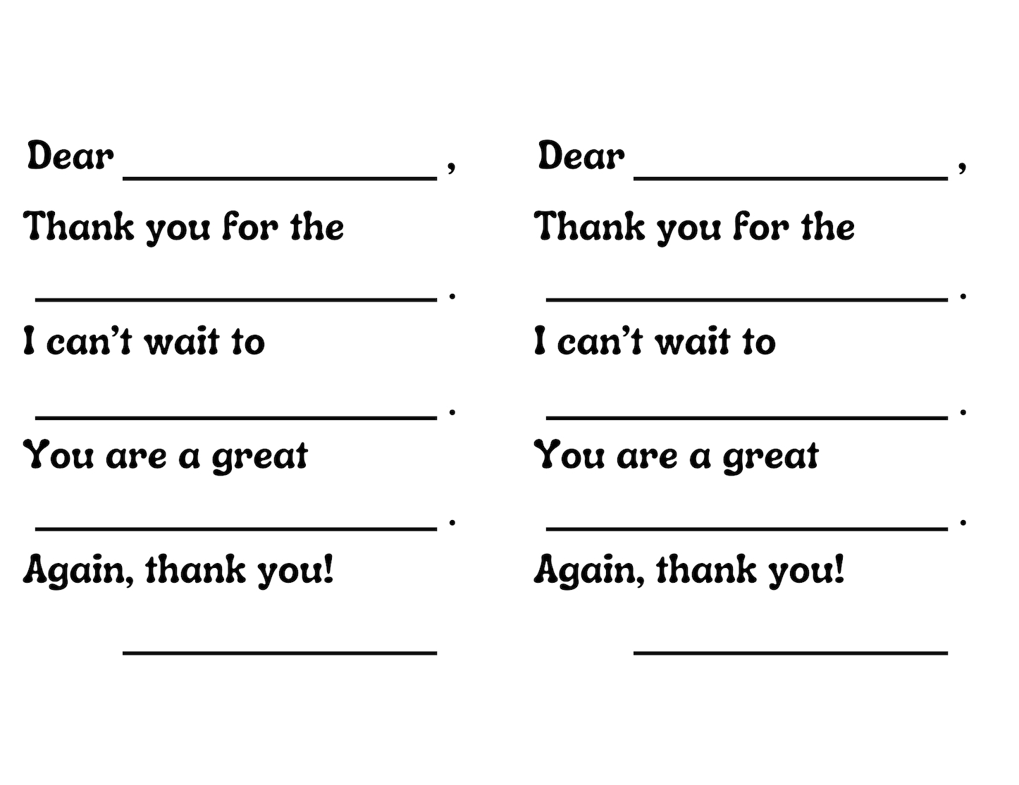 Free Fill In The Blank Thank You Card Printable in Fill In The Blank Thank You Cards Printable Free