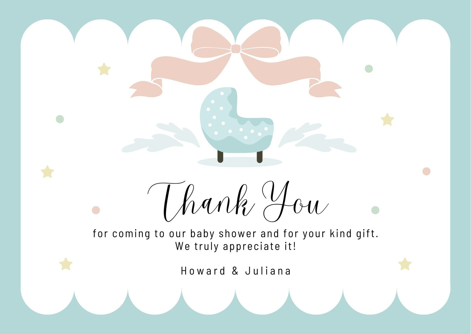 Free Printable Baby Shower Thank You Card Templates | Canva for Baby Shower Thank You Cards Printable