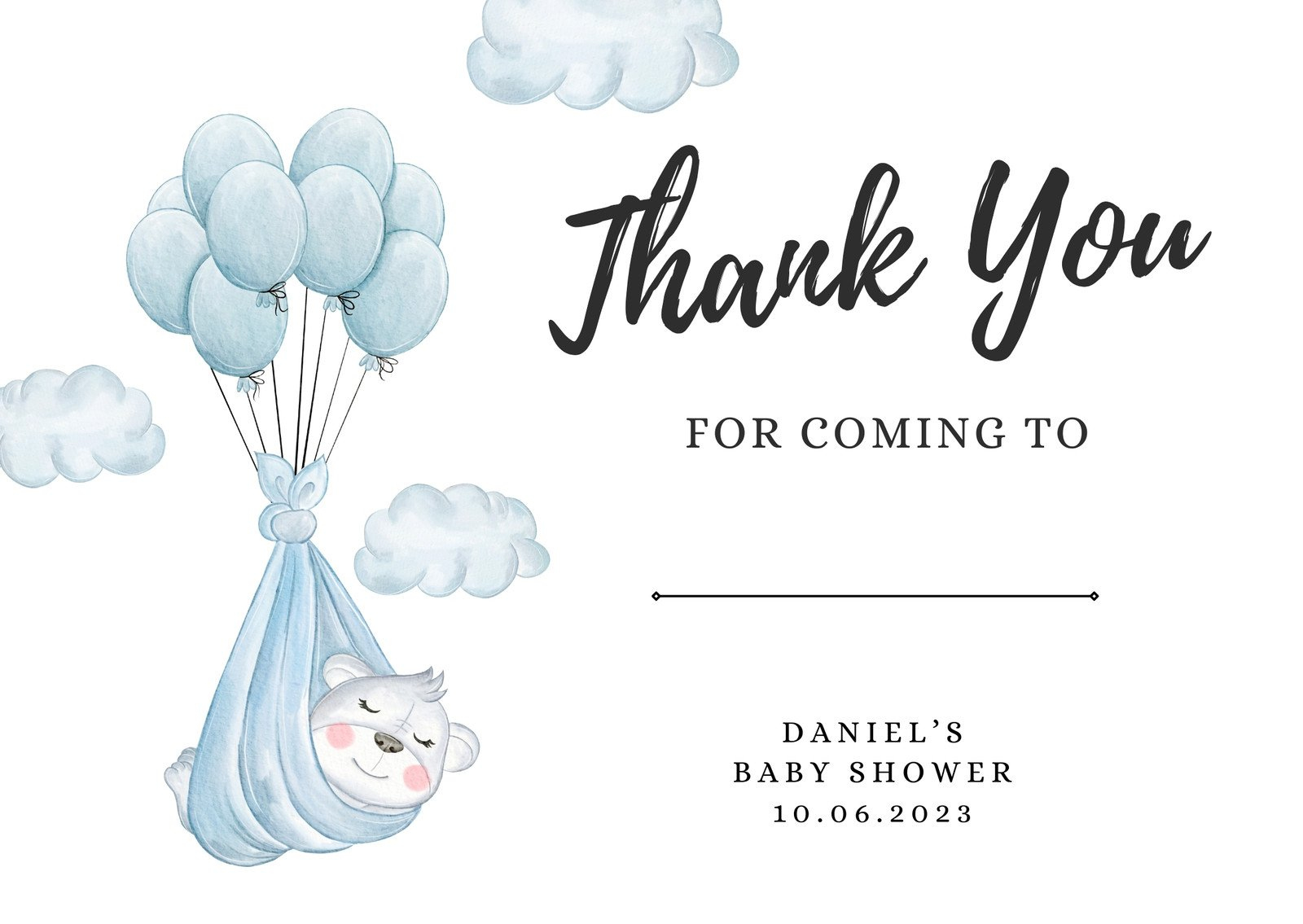 Free Printable Baby Shower Thank You Card Templates | Canva with Free Printable Event Thank You Cards