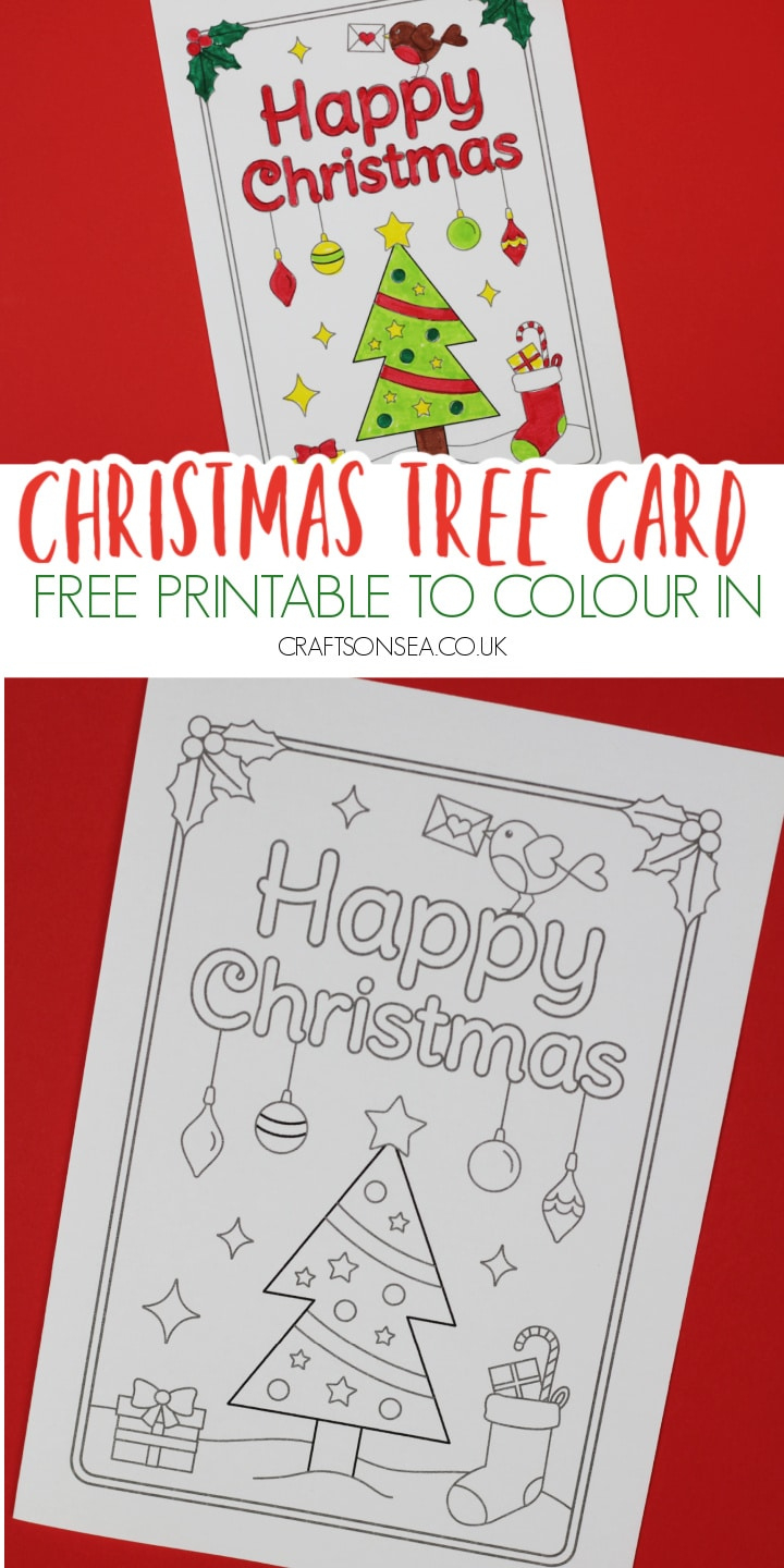 Free Printable Christmas Cards To Colour: Christmas Tree - Crafts with regard to Printable Christmas Card Stock Paper