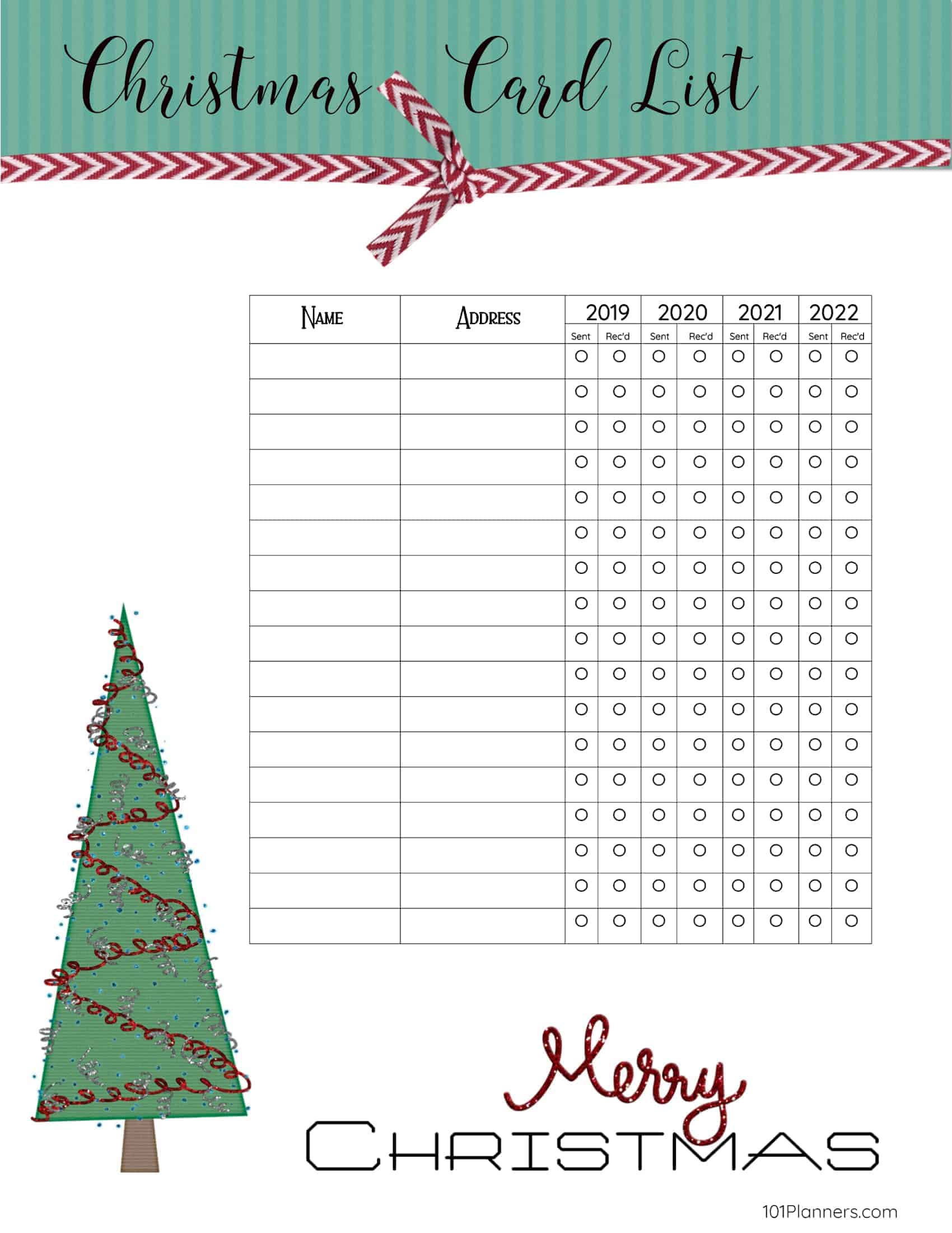 Free Printable Christmas Gift List Template inside Printable Christmas Card List Template