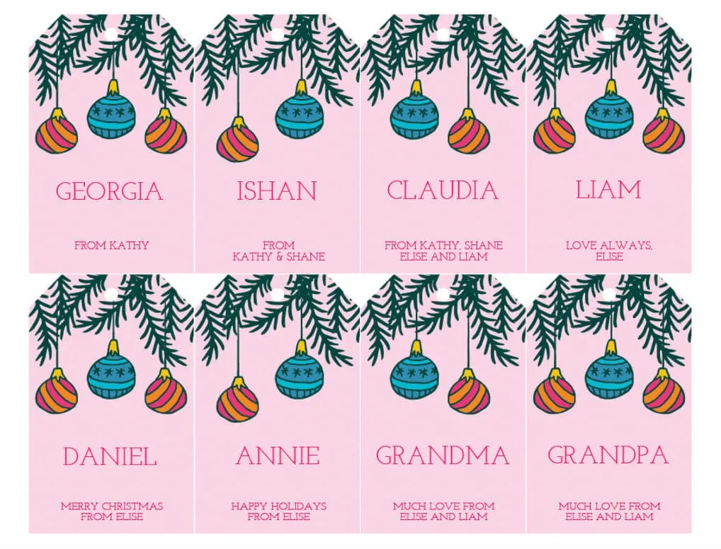 Free Printable Christmas Gift Tags In Pink - Editable - Merriment within Free Printable Editable Christmas Gift Tags