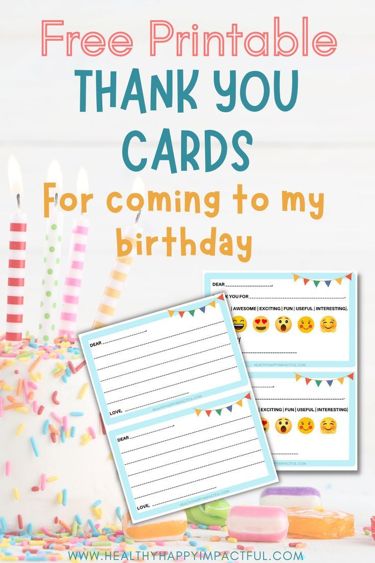 Free Printable 🥳 Thank You For Coming To My Birthday Cards for Printable Free Thank You Cards For Birthday