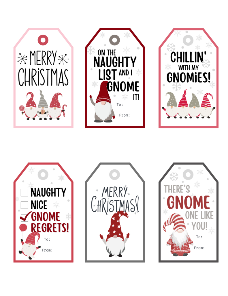 Free Printable Gnome Christmas Gift Tags | Baking You Happier intended for Cute Christmas Gift Tags Printable