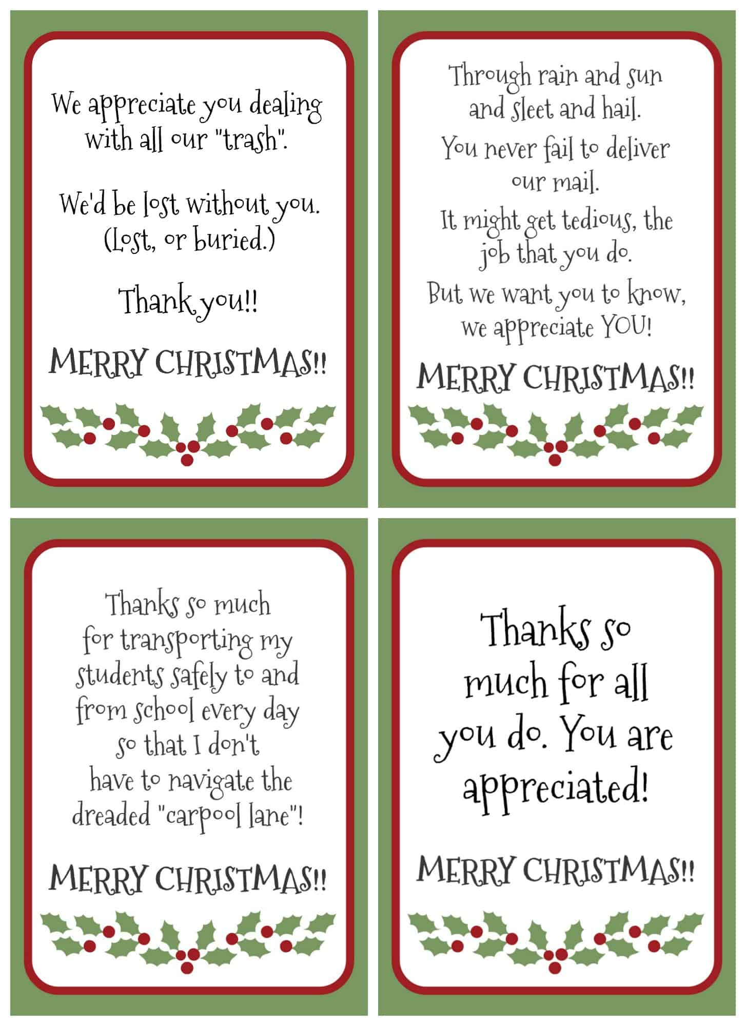 Free Printable Gratitude Christmas Tags - Creationskara with Free Printable Christmas Thank You Note Cards