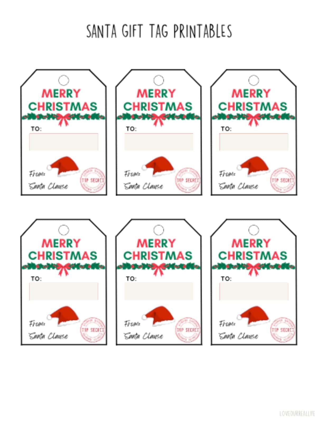 Free Printable Santa Gift Tags (Download Instantly To Print for Printable Christmas Tags From Santa