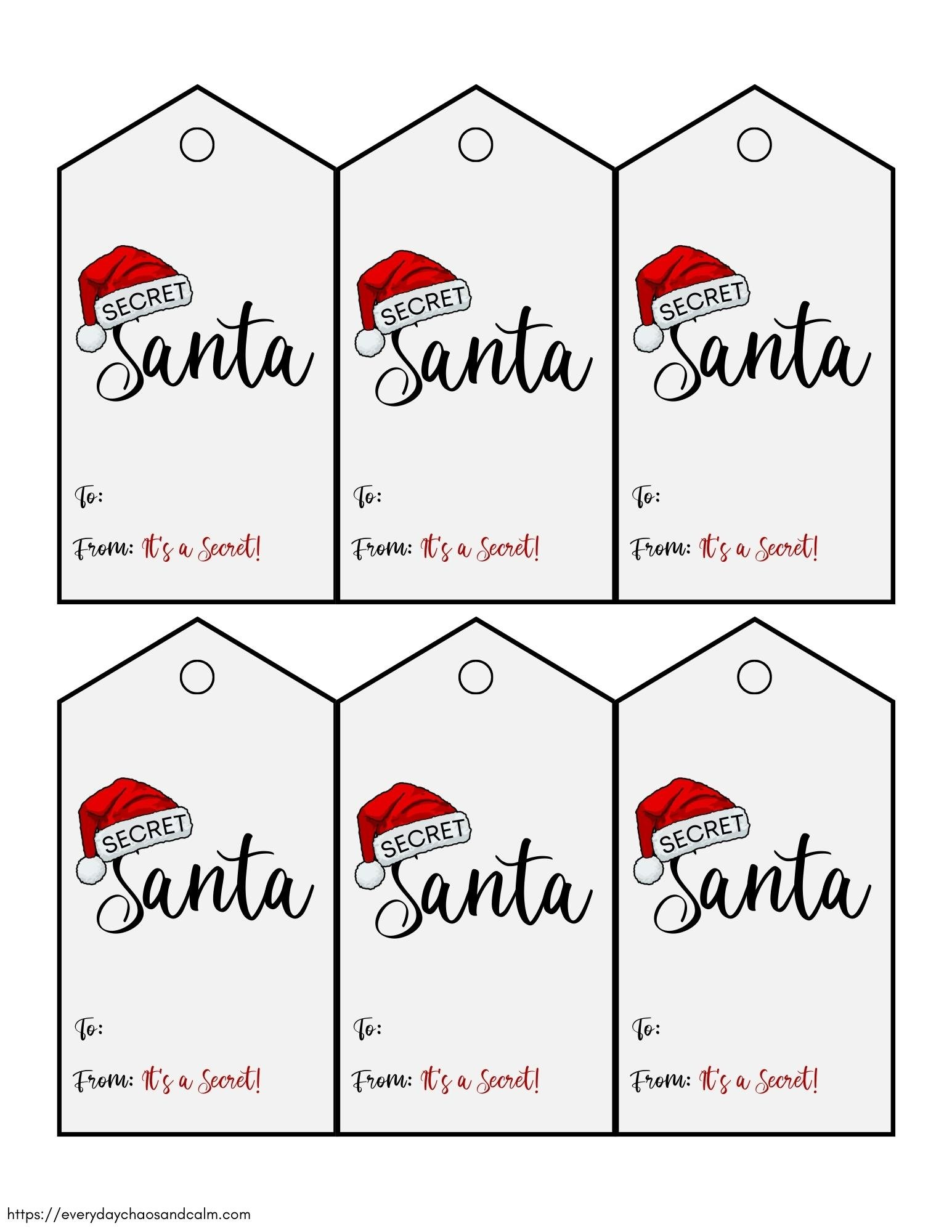 Free Printable Secret Santa Gift Tags with Printable Christmas Tags For Secret Santa