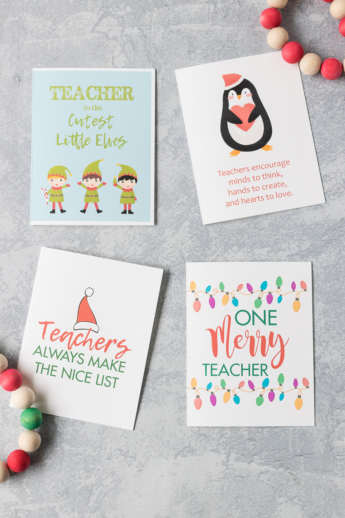 Free Printable Teacher Thank You Christmas Cards • Rose Clearfield with Printable Christmas Card For Teacher