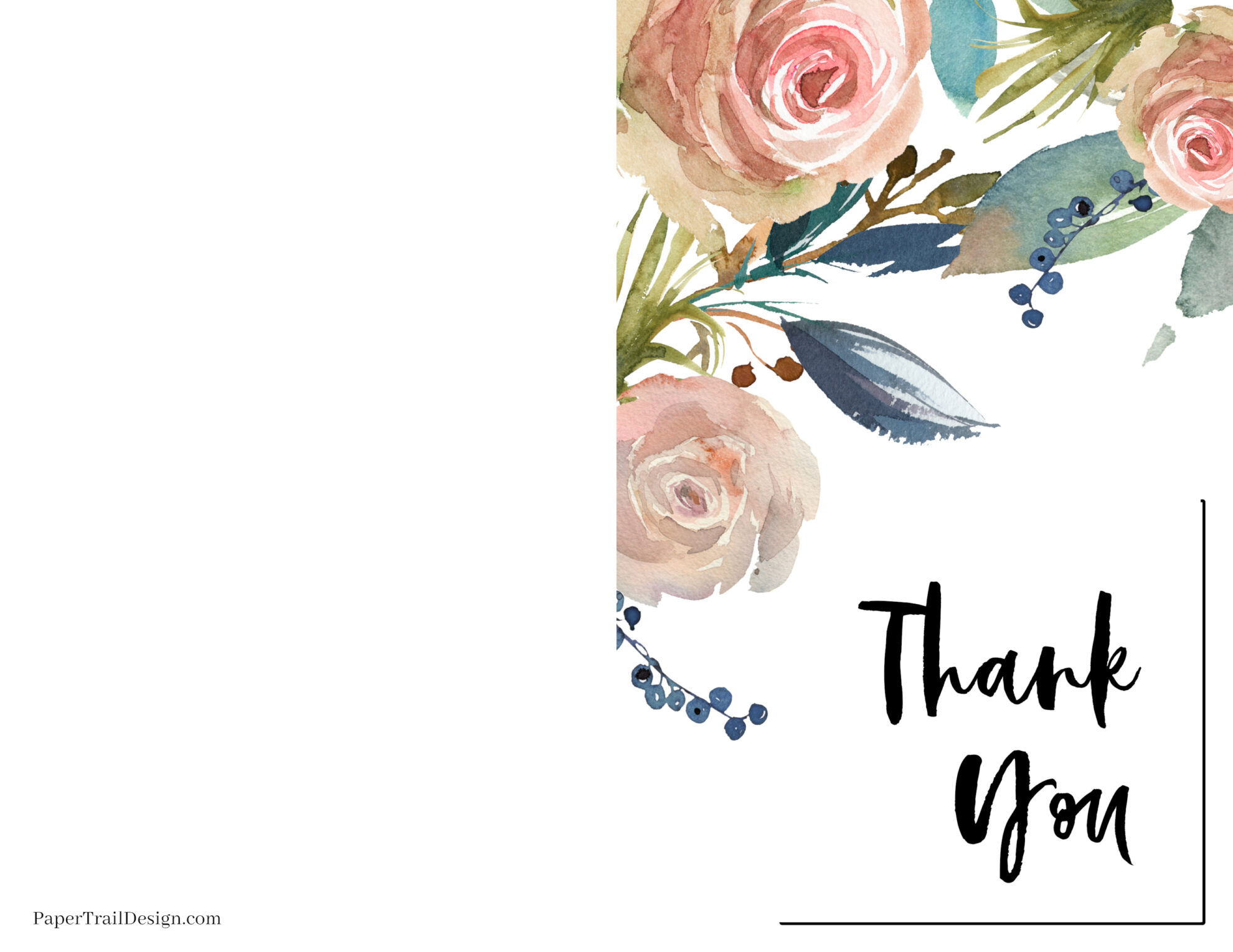 Free Printable Thank You Cards - Paper Trail Design within Blank Thank You Cards Printable Free