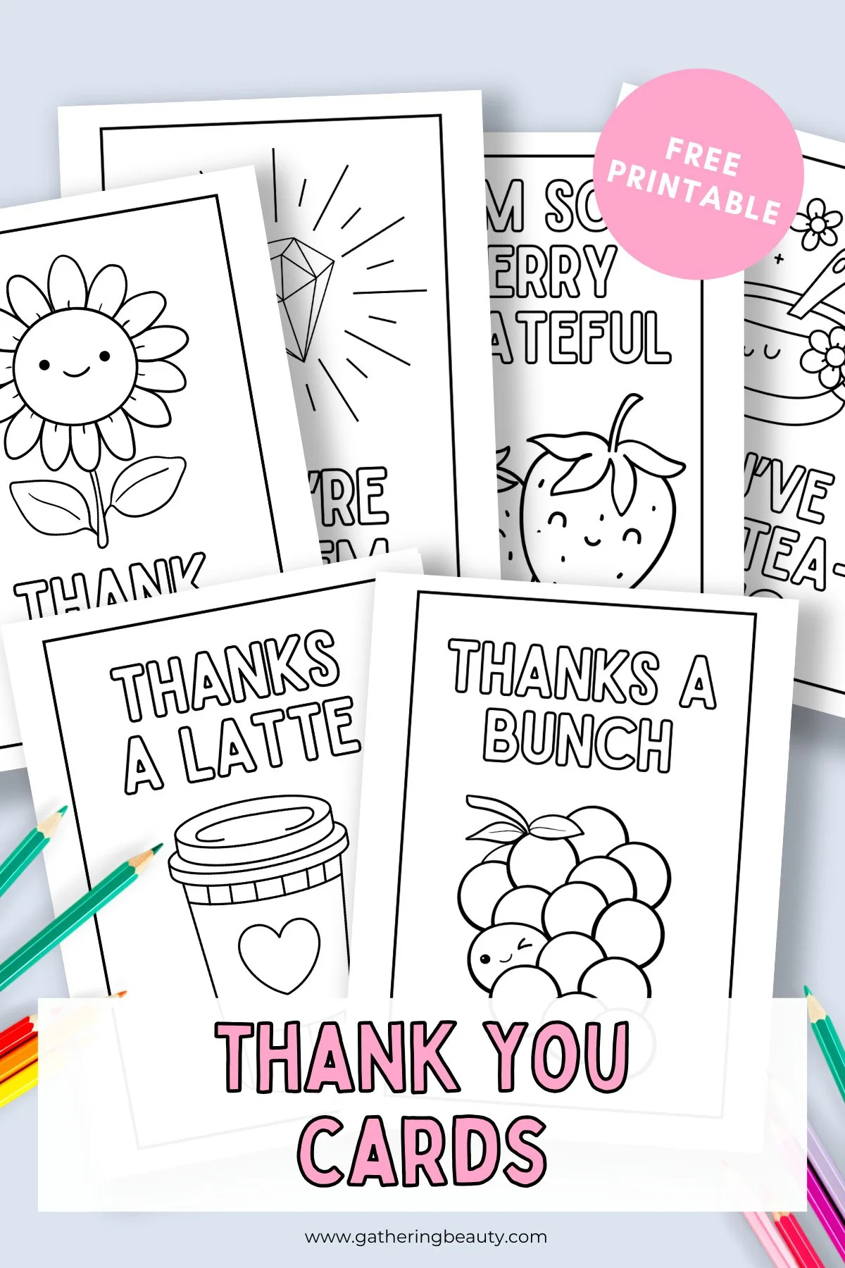 Free Printable Thank You Cards To Colour — Gathering Beauty for Free Printable Thank You Cards To Color