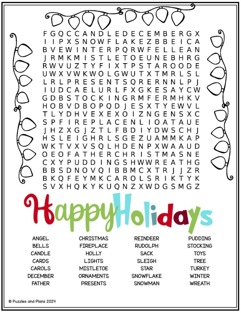 Happy Holiday Hard Word Search - Puzzlesandplans in Holiday Word Search Printable Free For Adults